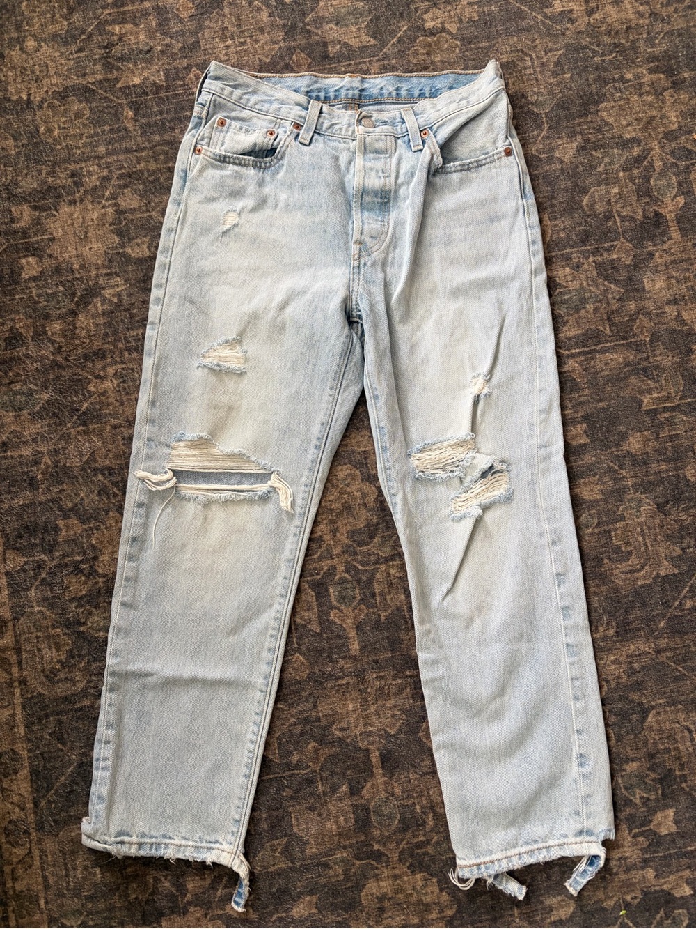 Levi's Light Blue Distressed Ankle Jeans